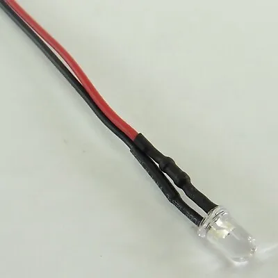 12V LED Diode Light 20cm Cable Line Wire 3mm 5mm 8mm 10mm Emitting Light Clear • £2.42