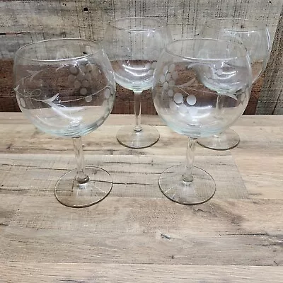 Mikasa Lenox Waterford Crystal WINE GLASSES Grape Pattern ~ Set Of 4 - MINT • $27.98