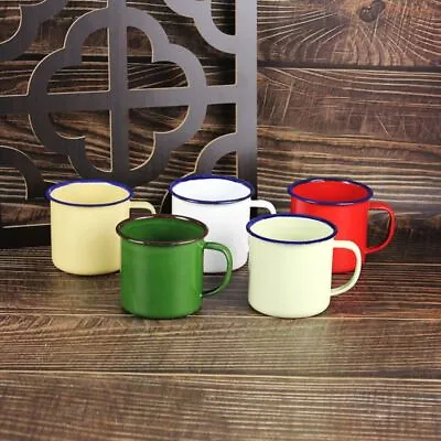 Retro Mugs Cups 500ml Coffee Mug Tin Metal Enameled Cup  Camping • £5.29