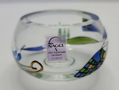 Nagel Glass Votive Holder Hand Painted Colorful Glass Floral • $30