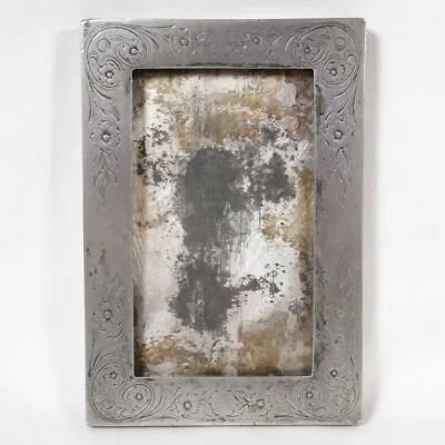 Vintage John Wanamaker Mini Picture Frame Metal Engraved Flowers AS IS • $35