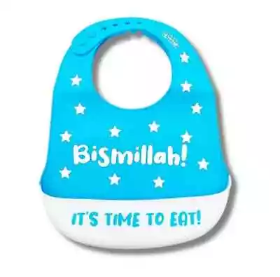 'Bismillah' Silicone Baby Bib - Light Blue - Islamic Muslim Baby Gift Imaan Kidz • £8.99