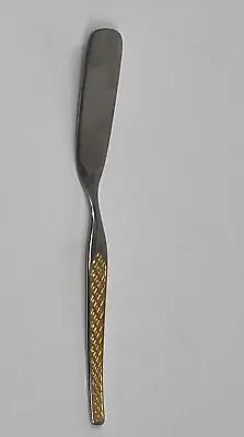 Wirths Butter Knife Stainless Germany Gold Tone Accent Diamond Pattern • $7.64