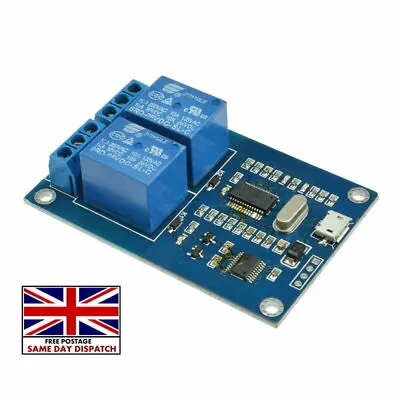 £8.50 • Buy MICRO USB 5V 2-Channel Relay Module USB Control Relay Module Serial Port