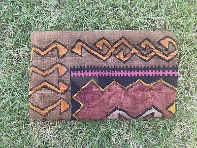 12 In X 19 In VTG Kilim Pillow Cover Cushion Handmade Turkish Zip Closure • $26