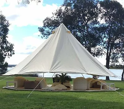 6M Canvas Bell Tent Waterproof Glamping Camping Tent Yurt Teepee Awning Mat • $88