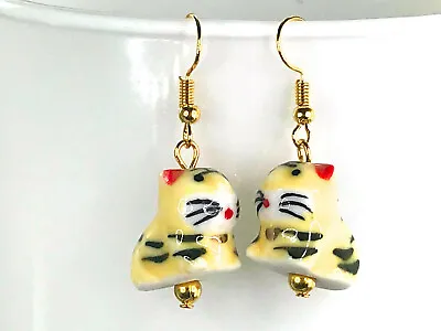 CERAMIC TIGER EARRINGS Cool Earrings Gift For Her Cute Kawaii Earrings Porcelain • £9.99