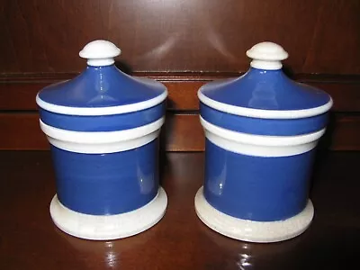 Small Blue Pottery Apothecary Jars • $9.99