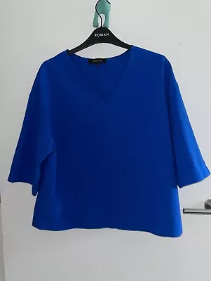 JAEGER LADIES BLUE BLOUSE TOP SIZE 14 (a) • £13.26