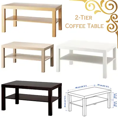 2 Tier Coffee Side Table Dining Living Room Furniture Wood Couch Storage 90x55cm • £65.99