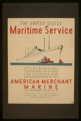 United States Maritime ServiceAmerican Merchant MarineShipTugboatsc1937 • $9.99