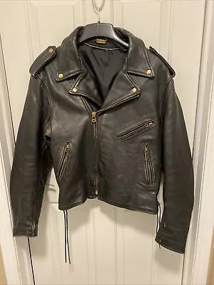 Mens XPERT PERFORMANCE Leather Motorcycle Biker Jacket L Vented  • $107.97