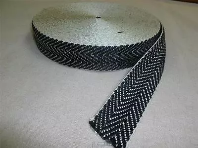 3 Mtrs - BLACK & WHITE 2  UPHOLSTERY WEBBING For Seats & Furniture • £4.49