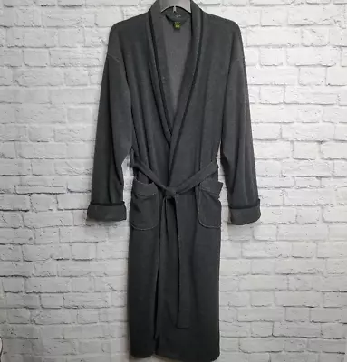 Club Room Robe Mens One Size Gray Belted Pockets Full Length Terry Bath Macys • $27.95