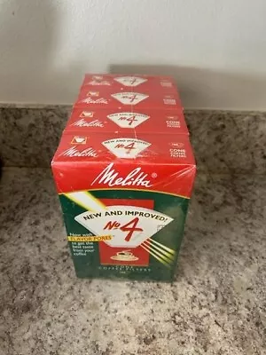 Melitta #4 Paper Cone Coffee Filters For 8-12 Cup Pot 4 Packs Of 100 (400 Total) • $17.99