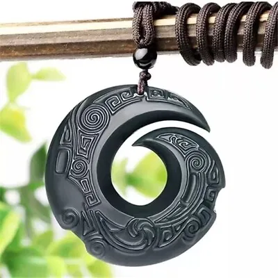 Natural Jade Pendant Necklace Hetian Jade Jewelry For Men Buddhist Lucky Gift A+ • £21.59
