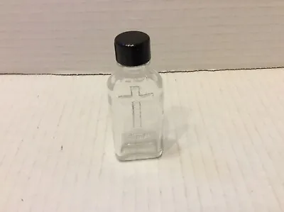 Vintage Clear Glass Holy Water Bottle Black Top • $39.95