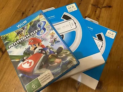 Mario Kart 8 Nintendo Wii U With 2 Steering Wheels • $69