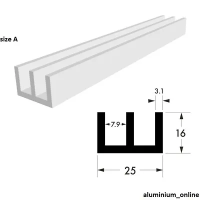 Aluminium Double Channel Double U  Profile Two Sizes 7 Lengths • £8.55