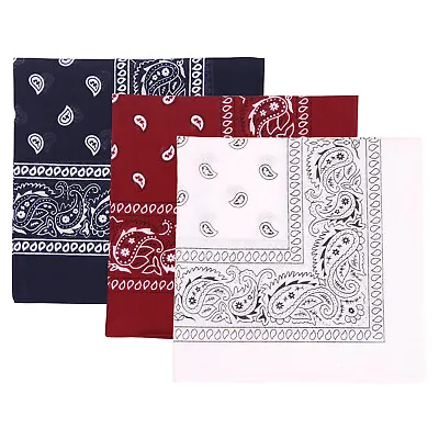 3-Pack Bandana Double-Sided Scarf Head Neck Face Mask 100% Cotton Paisley Print  • $6.50