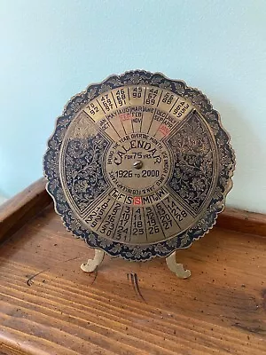 Antique Vintage 1926 - 2000 Irish Masonic Brass Perpetual Calendar Floral Relief • $215