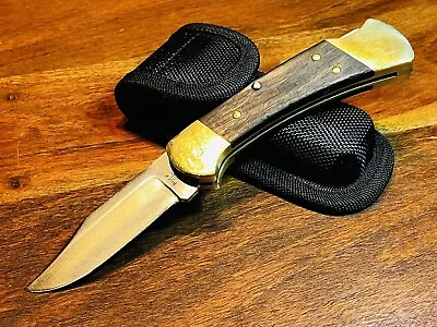 Vintage USA BUCK 112 3 Dot 72-86 Lockback Single Blade Pocket Knife + Sheath • $59.99