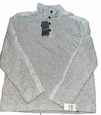 Van Heusen Men’s Sweater Mock Neck 1/4 Quarter Button Silver Gray Size Medium • $14.85