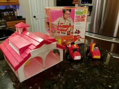 Vintage Toy 1970's Speedy Fire Station Racing Toy Fire Engines In Original Box • $99.65