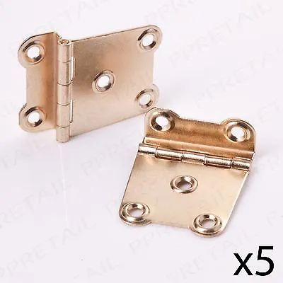 5 PAIRS Brass 1.5  Cranked Surface Hinge Offset Cupboard/Cabinet/Wardrobe Door • £5.38