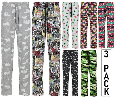 Mens 3 Pack Pyjama Bottoms Ex Uk Store Character M-2xl Sleep Pj Lounge Pants New • £17.99