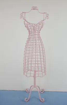 Vintage Small Metal Dress Form Mannequin Pink SHABBY CHIC Wire Art Display • $35