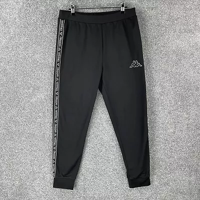 Kappa Tracksuit Bottoms Mens Small Black Joggers Bottoms Activewear Sports • £11.99