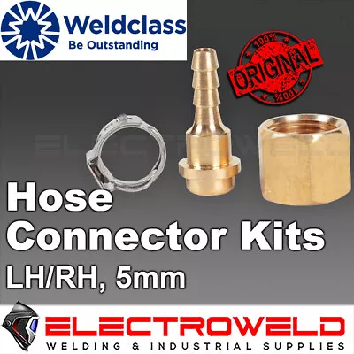 WELDCLASS 5mm LH Hose Connector Kit Welding Gas Clamp Barb Joiner Acetylene LPG • $14.20