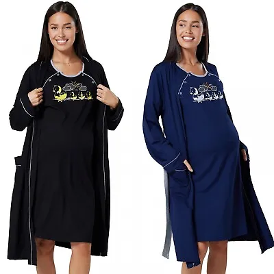 £39.50 • Buy Happy Mama Women's Maternity Nightie Robe Hospital Set Nursing Nightshirt 1636