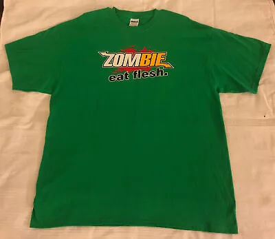 Zombie EAT FLESH! Adult T-shirt Mens XLarge Green New Without Tag • £14.47