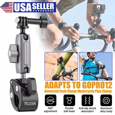 For Gopro 12 11 Bike Motorcycle Handlebar Pole Mount Holder Clamp 360 Rotary New • $26.35