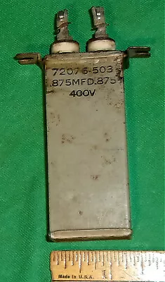 Western Electric Capacitor Dual .875uF 400VDC Clean! Tests OK! (No. 72076-503) • $34.99