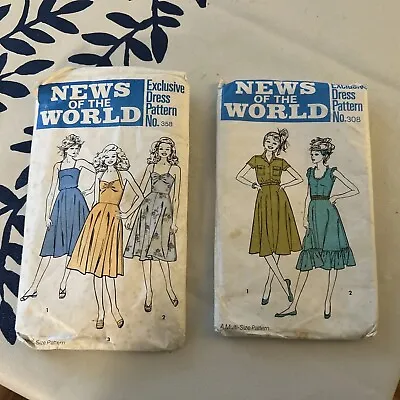 News Of The World Ladies Dress Making Sewing Pattern X 2. VTG 80’s. MR19289 • £8