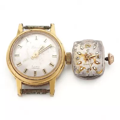 VINTAGE WATCH MOVEMENTS Wind Up Felicia 17 Jewel Mother Of Pearl Face & Cymaflex • $35