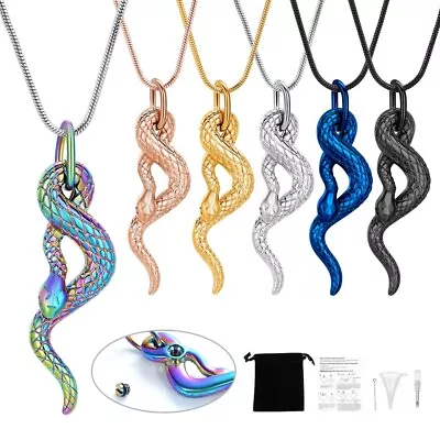 Vintage Snake Urn Necklace For Ashes For Men/women Gothic Cremation Urn Pendant • $11.42