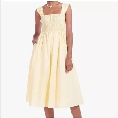 Staud | Ida Mocked Yellow Poplin Cotton Summer Dress | M • $117