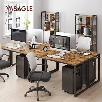 $173.35 • Buy Vasagle Rustic Brown And Black Computer Desk With 8 Hooks 140cm