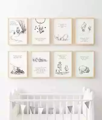 Winnie The Pooh Nursery Posters Wall Art Baby Bedroom Pictures Poster Print • £13.99