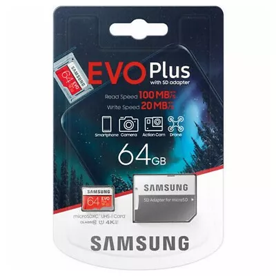 Samsung Evo Plus 64GB Micro SD Card MicroSDXC Class10 Phone Camera Memory 100MBs • $15.95