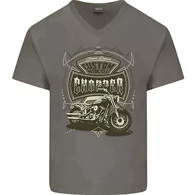 Custom Motorcycles Choppers Biker Motorbike Mens V-Neck Cotton T-Shirt • £11.99