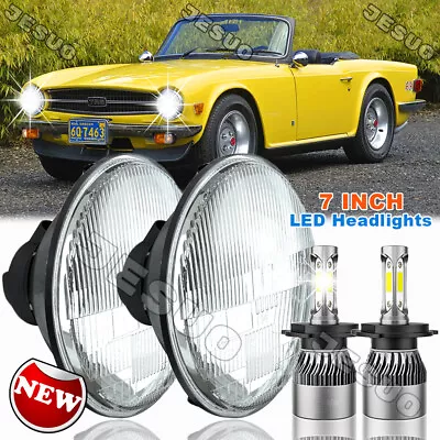 For Triumph TR6 1969-1976 Round Projector 7  LED Headlights Halo Angel Eyes DRL • $88.20