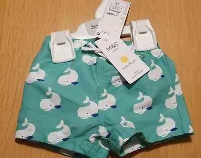 £7.99 • Buy M&S Whale Print Baby Swim Shorts - 0-3 Months - 13lb 4oz/6kg - Green - BNWT