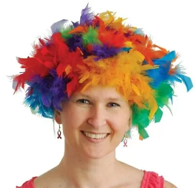 $9.99 • Buy Rainbow Feather Costume Wig