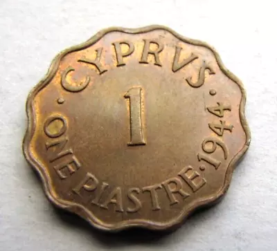 Cyprus KM23a One Piastre 1944 Very Pleasing AU-UNC. With Some Red. • $39