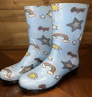 Ugg Graphic Rain Boot Women Rainbow Stars Skull Flower Sunshine Waterproof EUC 7 • $52